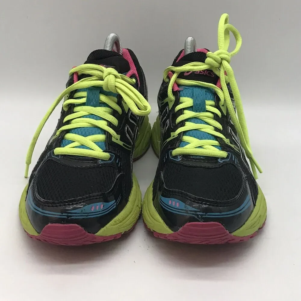 ASICS Gel Contend T2F9Q Sneakers Women's 9 Black Neon Lace Up Low Running Shoes
